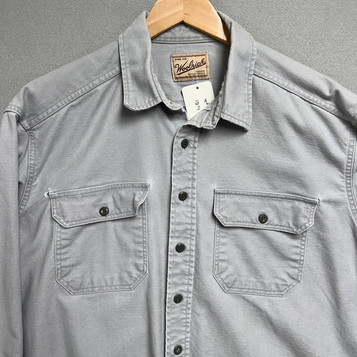 Vintage Woolrich Gray Canvas Workwear Button Up Men's XXL