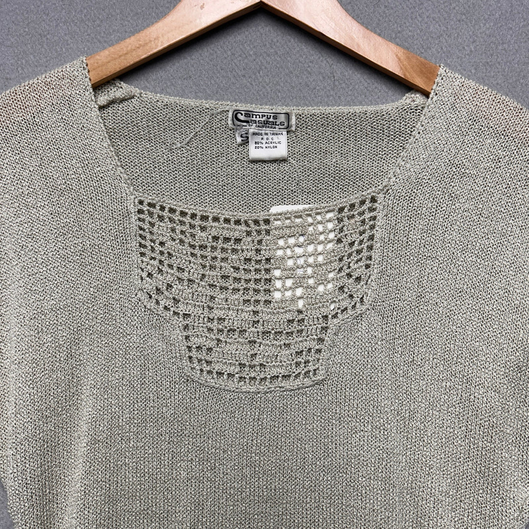 Vintage Women's Campus Casuals Beige Synch Knit Top Small