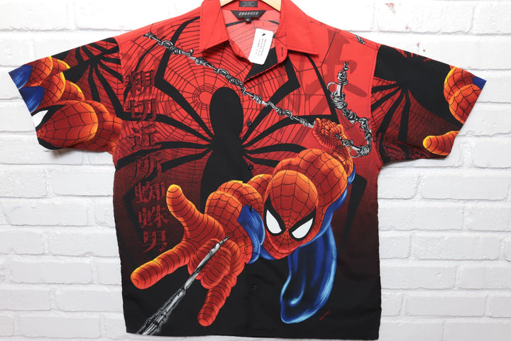 Spiderman Vintage Button Up Shirt Medium 2000s