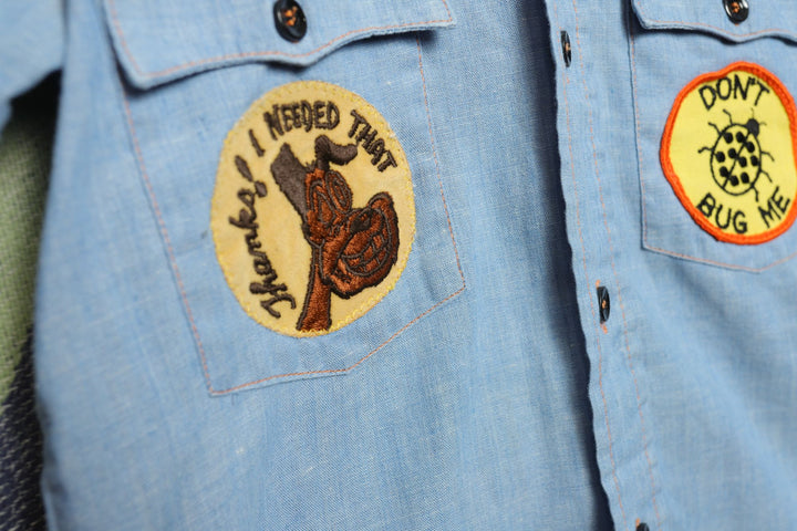 Boy Scouts Patched Vintage Kids Chambray Selvedge Shirt 12 70s Denim