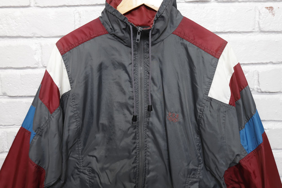 USA Olympics Vintage Gray and Maroon Jacket Small 90s