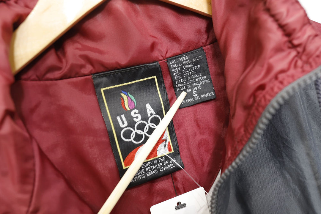 USA Olympics Vintage Gray and Maroon Jacket Small 90s