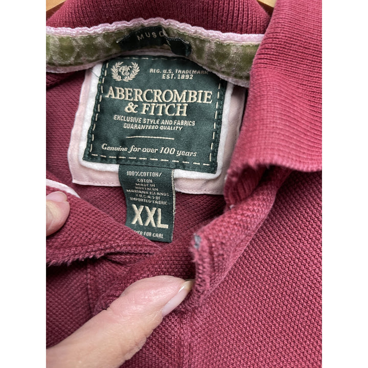 Y2k Abercrombie & Fitch Red Long Sleeve Polo Size XXL
