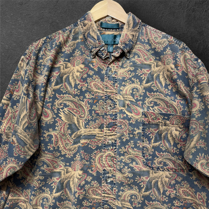 Vintage Paisley and Pheasant 90s Button Down Shirt Size Large