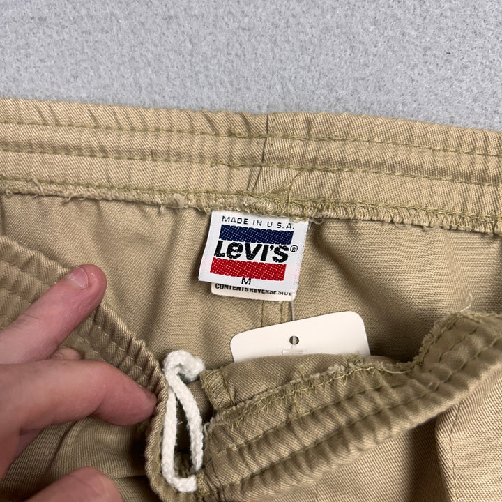 Vintage 80s Levi's Stadium Pants Khaki Drawstring Size M 36x32