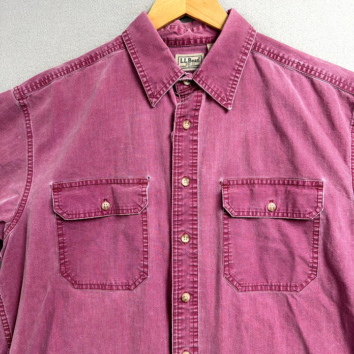Vintage LL Bean Burgundy Button Down Shirt size Large