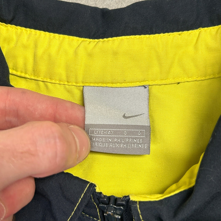 Vintage Y2K Nike Navy and Neon Green Windbreaker Jacket Size Large