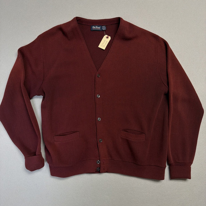 Vintage Par Four Burgundy Cardigan Sweater Size XXL