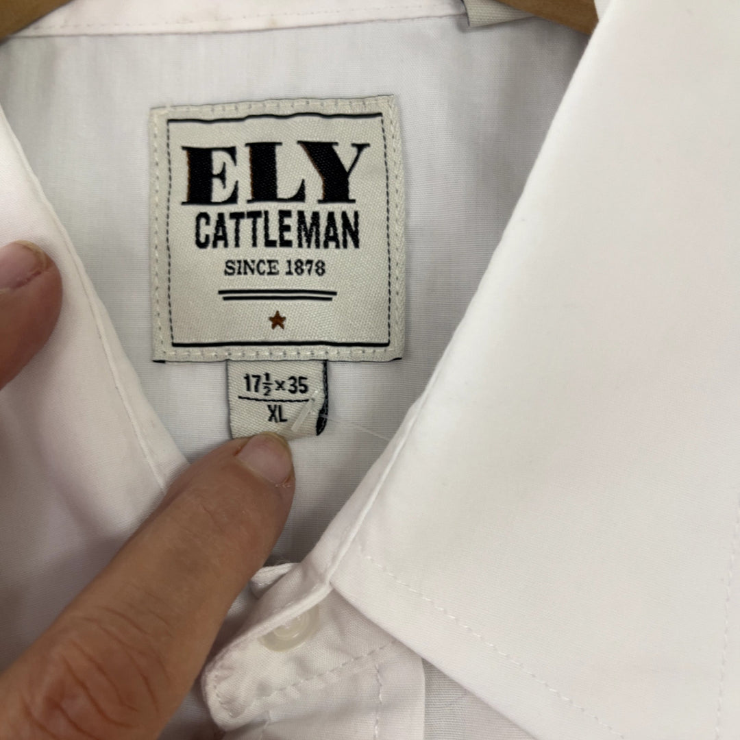 Ely Cattleman White Pearl Snap Shirt Size XL