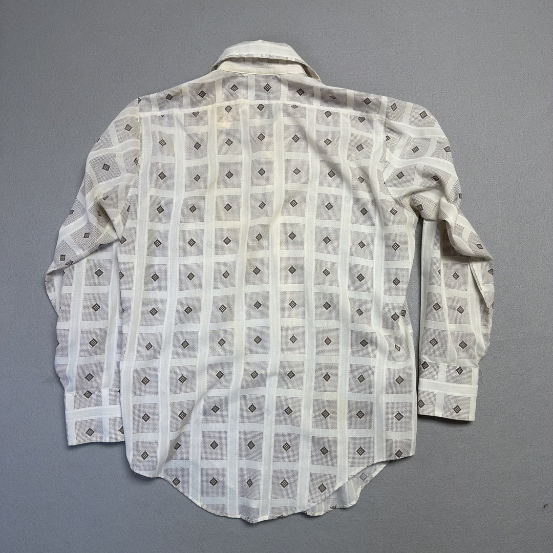 Vintage 1970s Grid Pattern Button Down Shirt Size Large