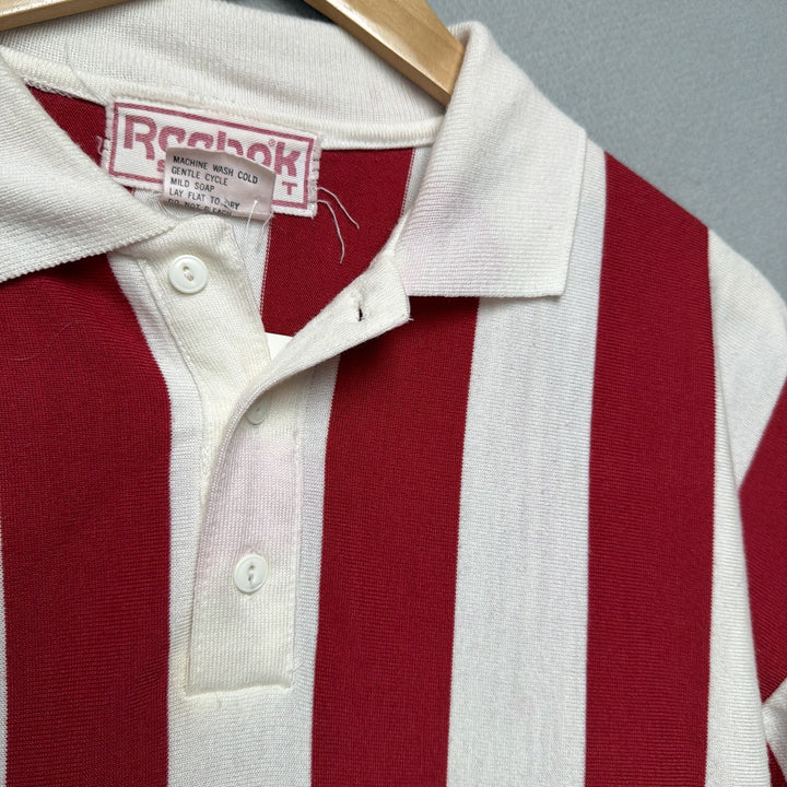 Vintage Reebok Striped Rugby Polo Shirt Size Medium
