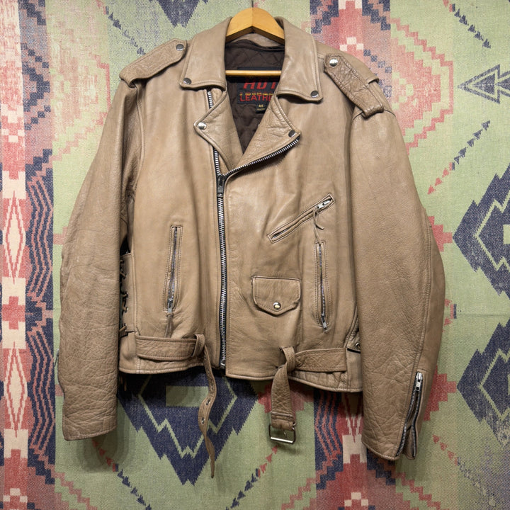 Hot Leathers Vintage Tan Leather Biker Jacket XL 2000s