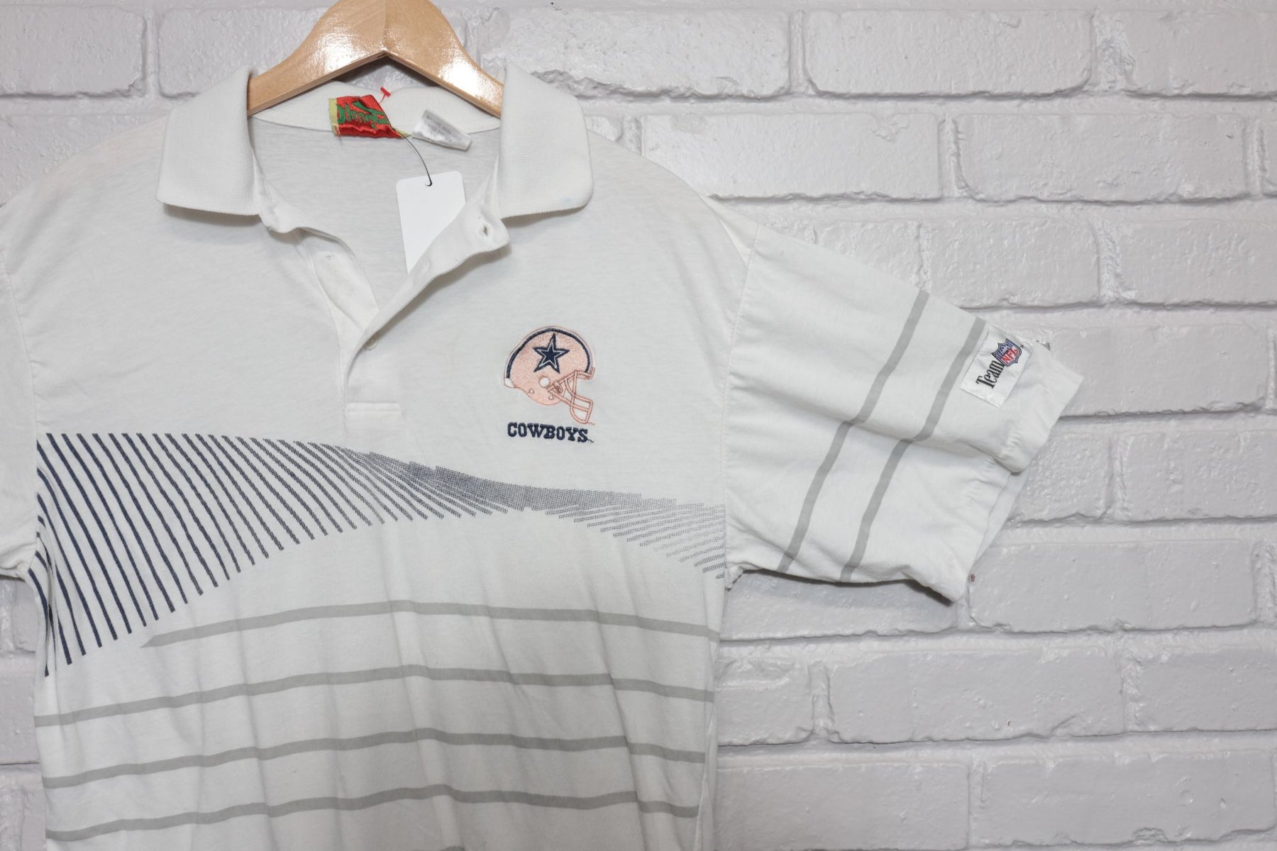 Vintage 80s Golf Polo Shirt COWBOYS Rugby Stripe Large XL 