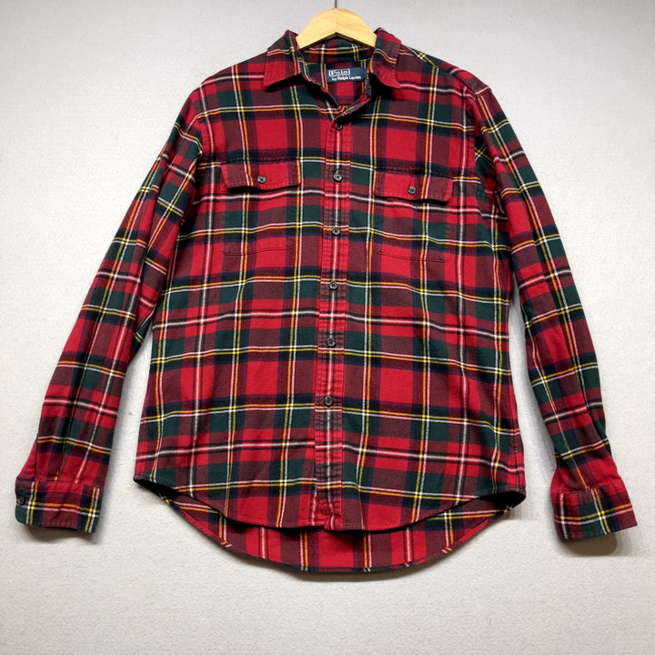 Vintage Polo Ralph Lauren Plaid Elbow Patch Shirt size Medium