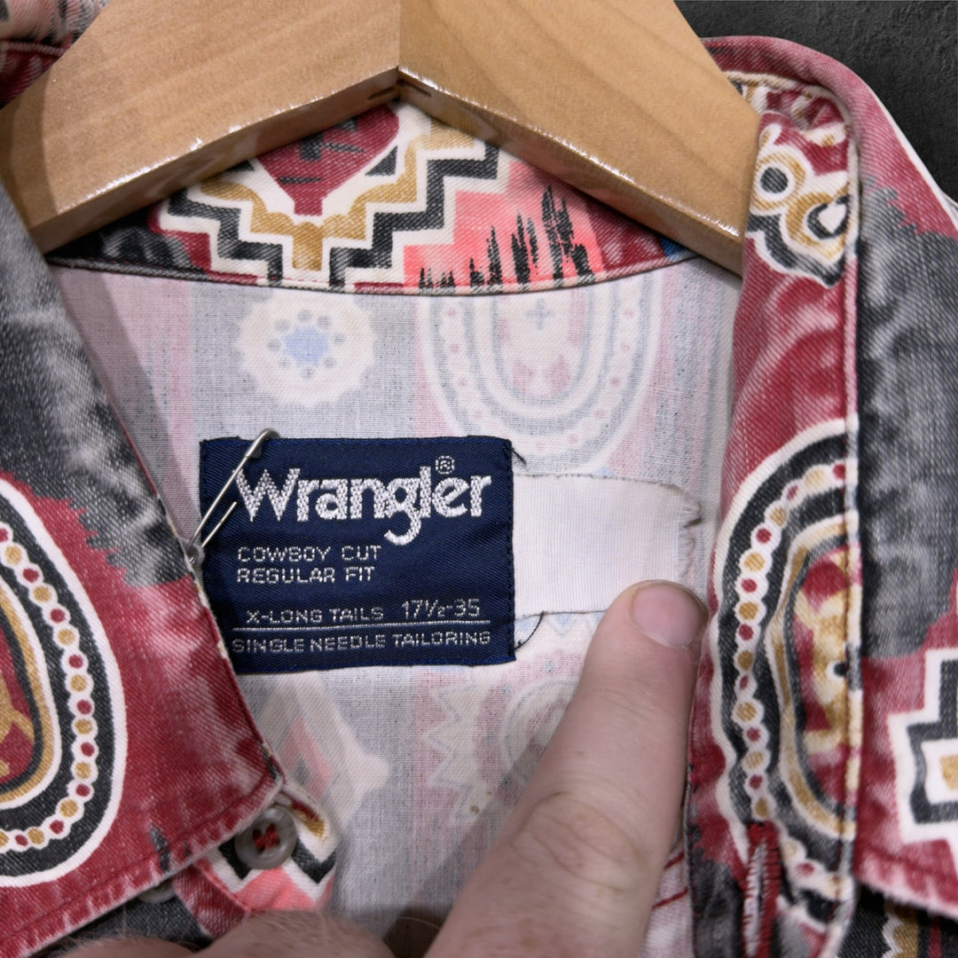 Vintage Wrangler 90s Aztec Button Down Shirt Size XL