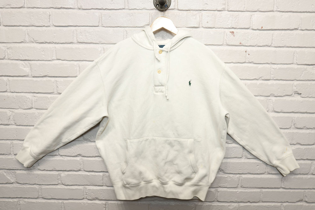 2000s polo ralph lauren white hoodie size XL