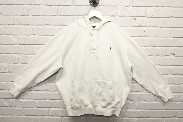 2000s polo ralph lauren white hoodie size XL