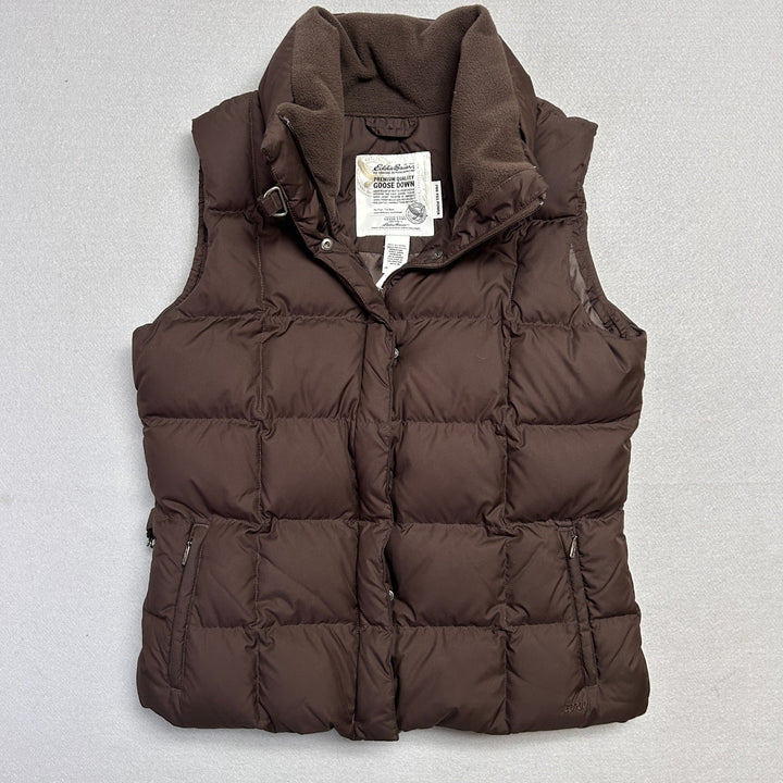 Eddie Bauer Premium Goose Down Puffer Vest Brown Quilted Women’s Size Medium