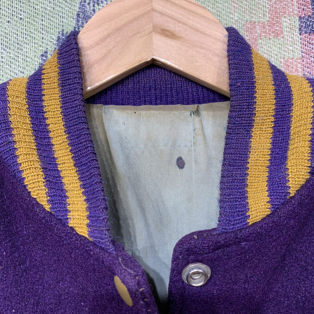 Vintage Purple and Tan B Letterman Jacket Small 60s