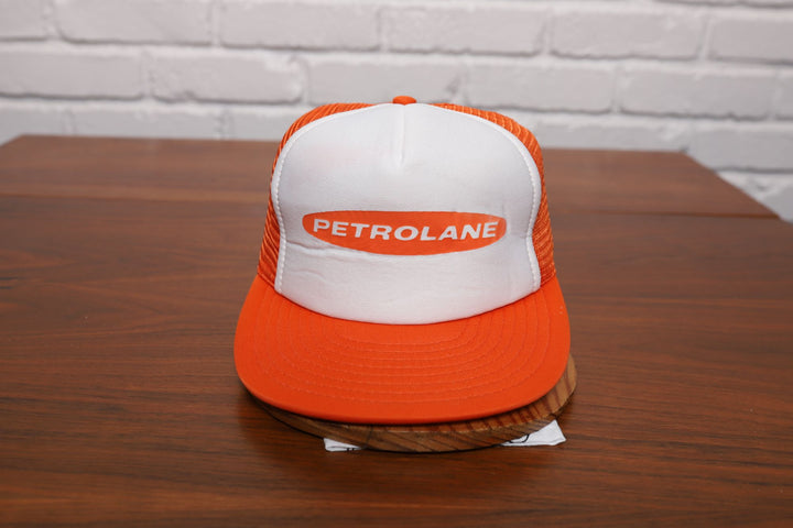 80s petrolane orange trucker hat