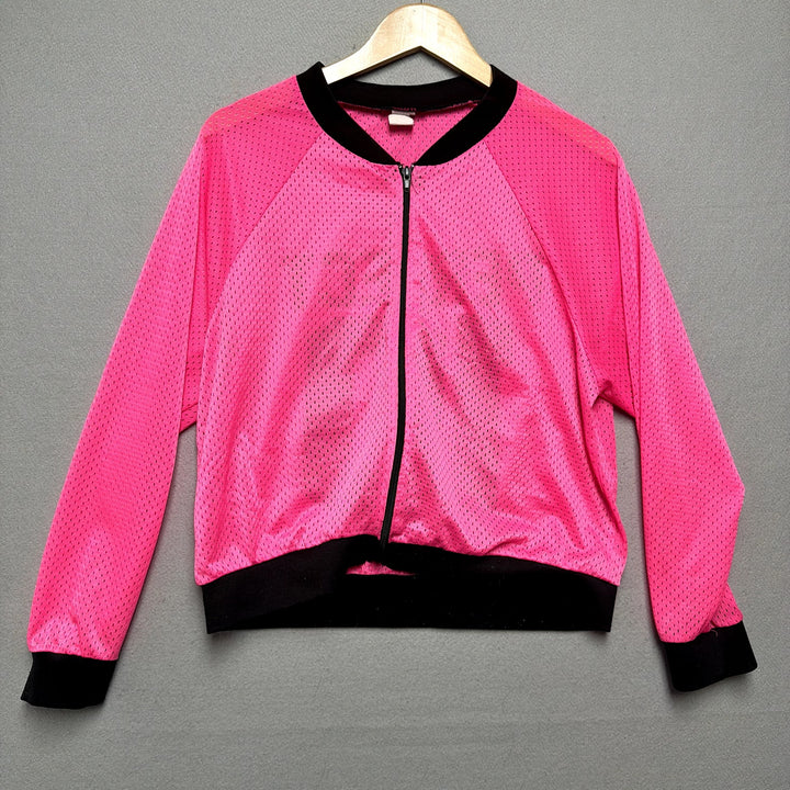 Blush Perfect 10 Y2K Hot Pink Mesh Bomber Jacket Size Medium