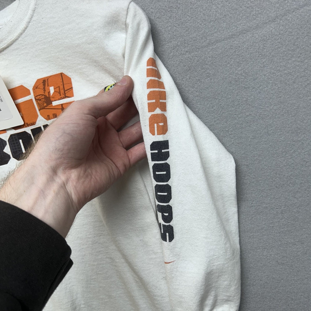 Early 2000's Nike Kids "Rise Above" Long Sleeve Basketball Shirt White Size 6