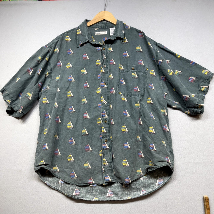 Vintage Bugle Boy Sail Boat Button Down Shirt size XXL