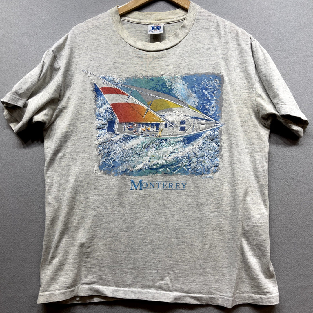 Vintage Monteray Sail Boat T Shirt Size Large