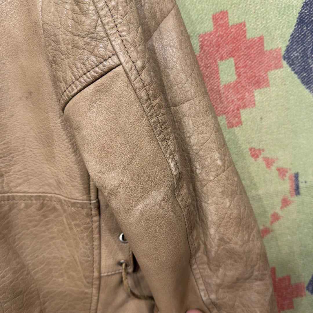 Hot Leathers Vintage Tan Leather Biker Jacket XL 2000s