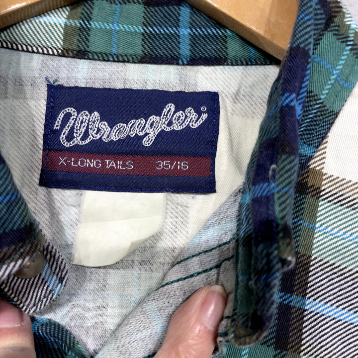 Vintage Wrangler Plaid Button Down Shirt size Large