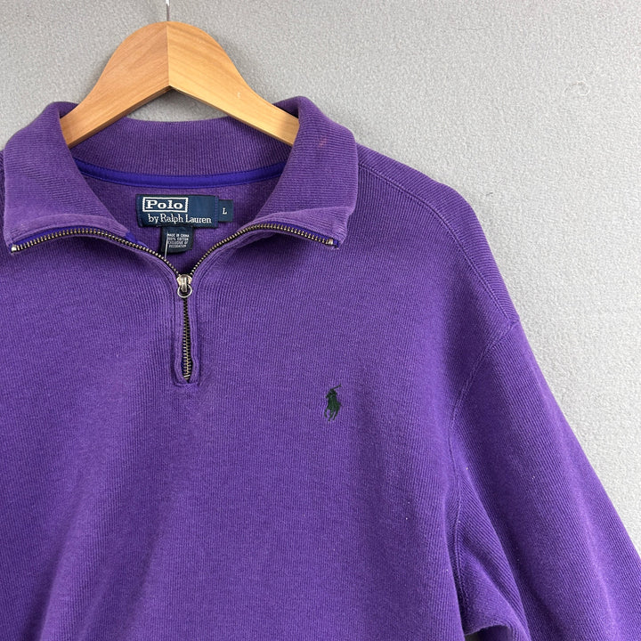 Vintage Polo Ralph Lauren Purple Quarter Zip Sweater Size Large
