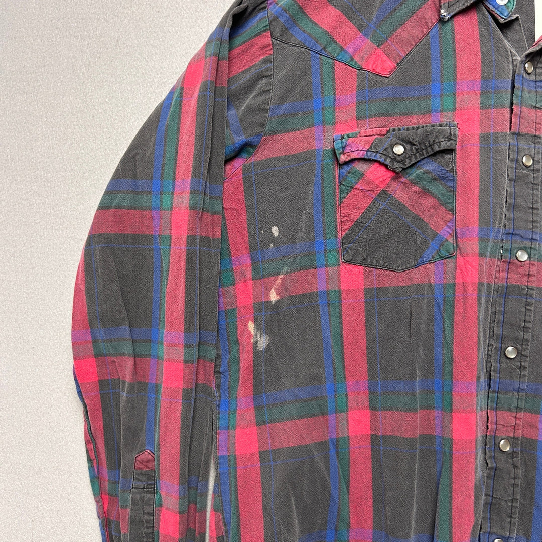 Vintage Ely Cattleman Plaid Pearl Snap Shirt Size XLT