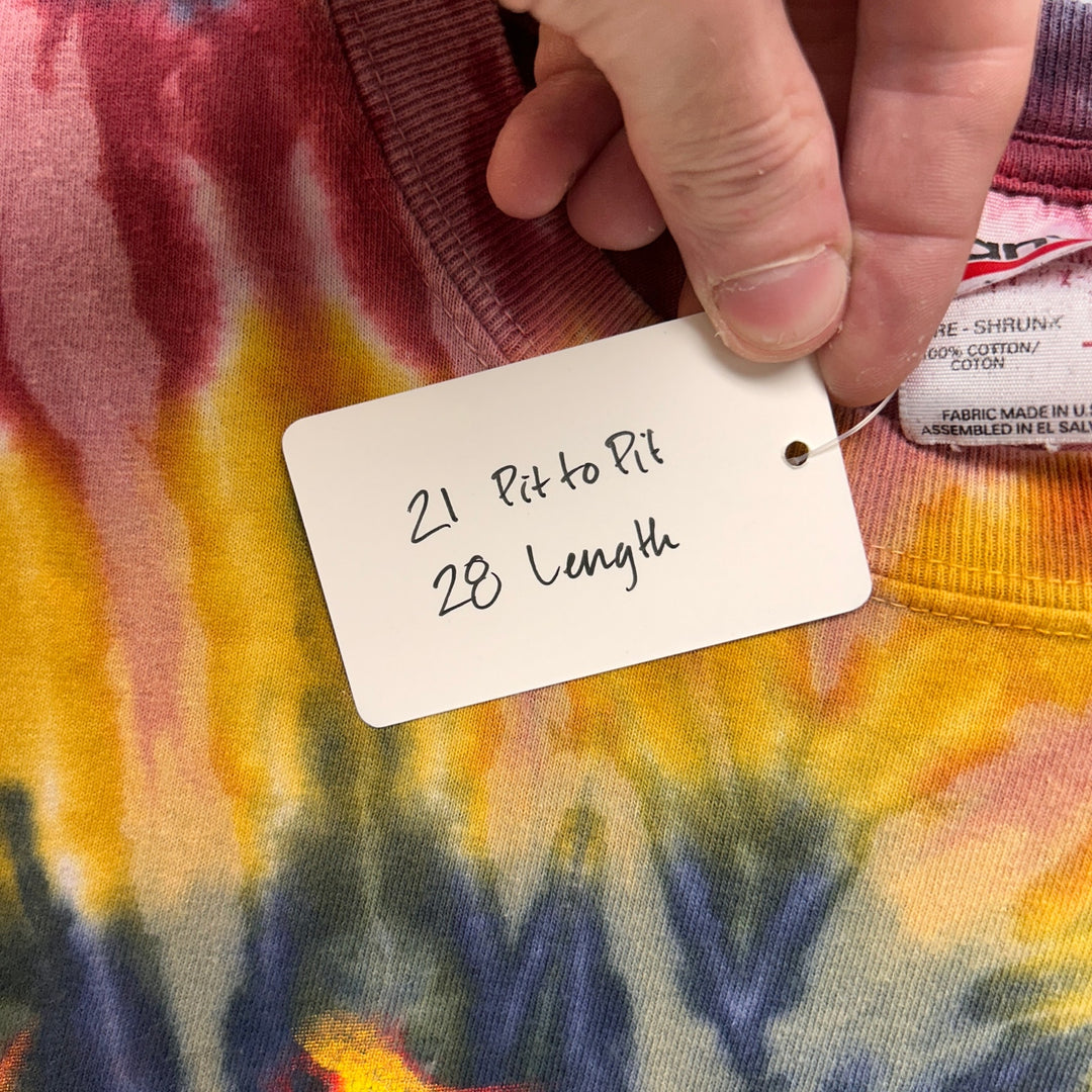 Y2K Silver Dollar City Wildfire Roller Coaster Tie Dye Long Sleeve Shirt Large