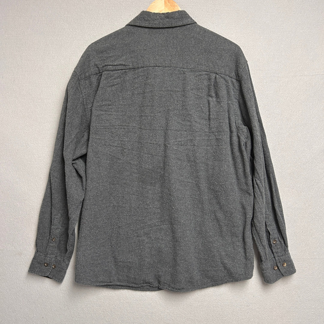 Men's Faded Glory Grey Double Pocket Flannel Button Up XL