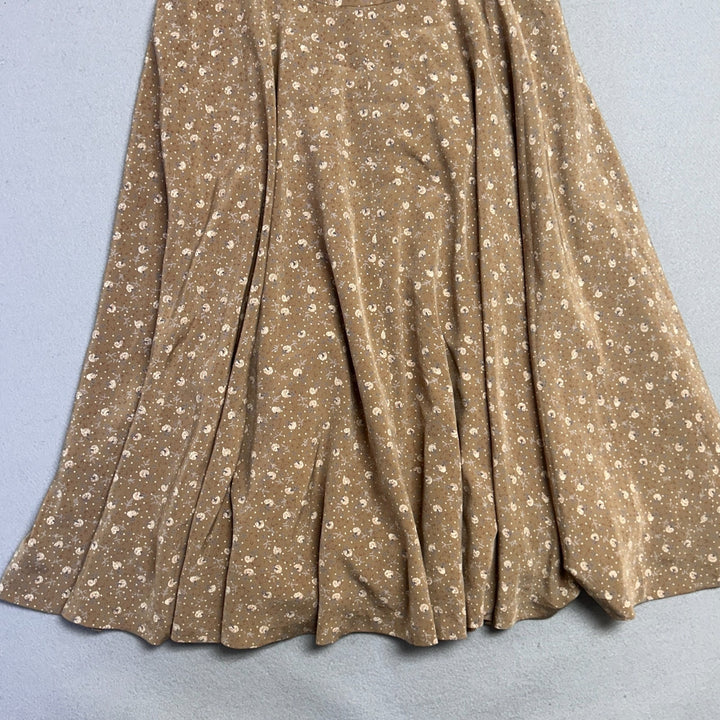 Petit Carina Brand Brown Floral Print Maxi Summer Evening Dress Size 8 (Medium)