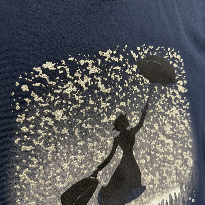 Vintage Mary Poppins Glitter Print T Shirt Size Small