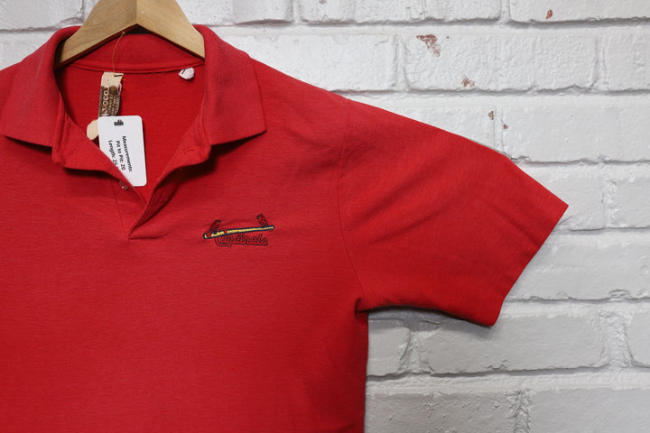 80s st louis cardinals logo 7 polo shirt size medium