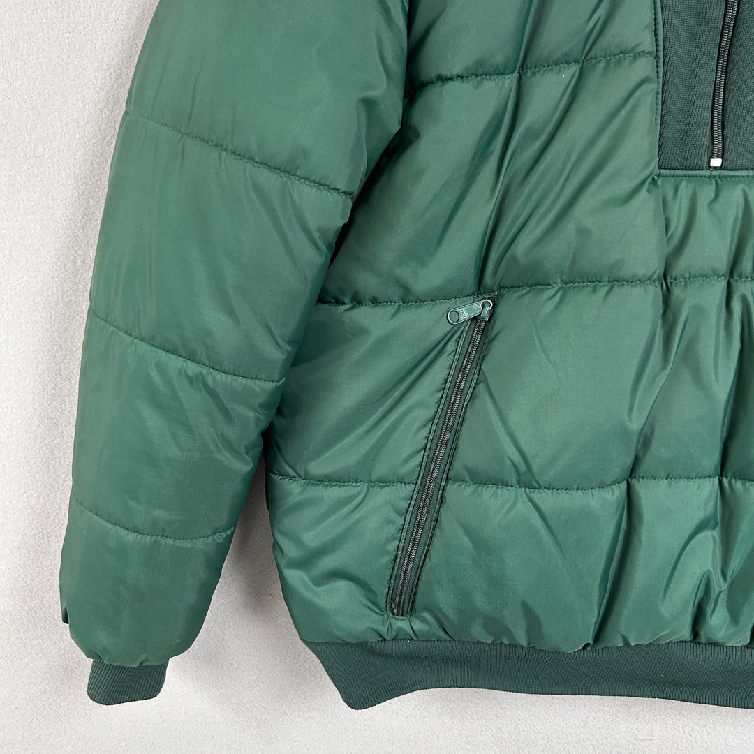 Vintage Izod Lacoste Half Zip Green Puffer Jacket Size Large
