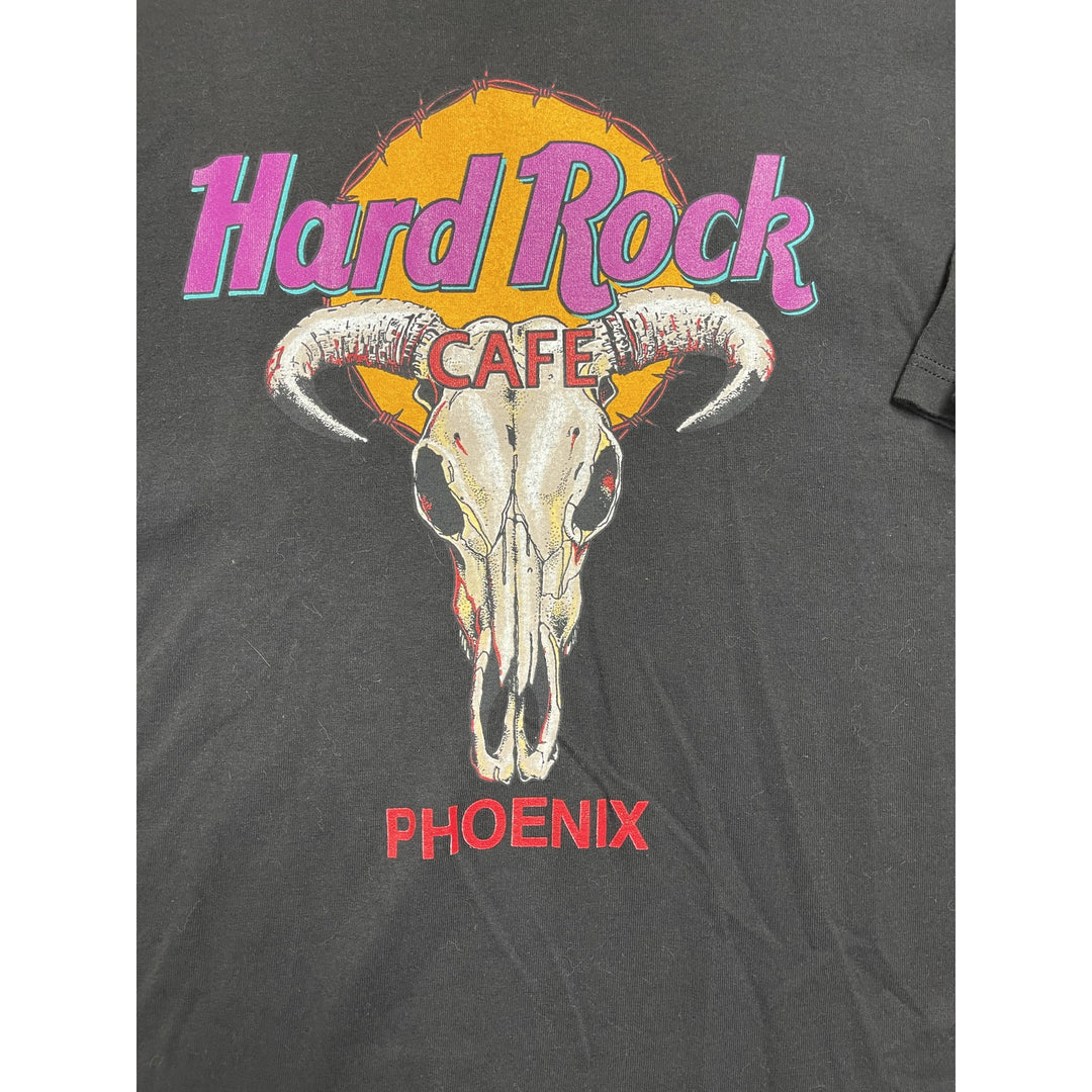 90's Hard Rock Cafe Phoenix Long Horn Skull Black Shirt Size XXL