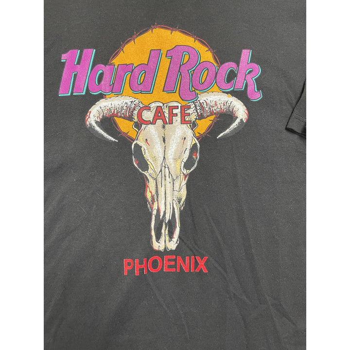 90's Hard Rock Cafe Phoenix Long Horn Skull Black Shirt Size XXL