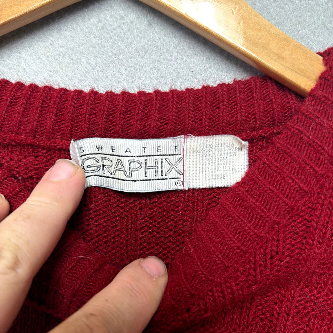 Vintage Sweater Graphix Red Sweater Size Large