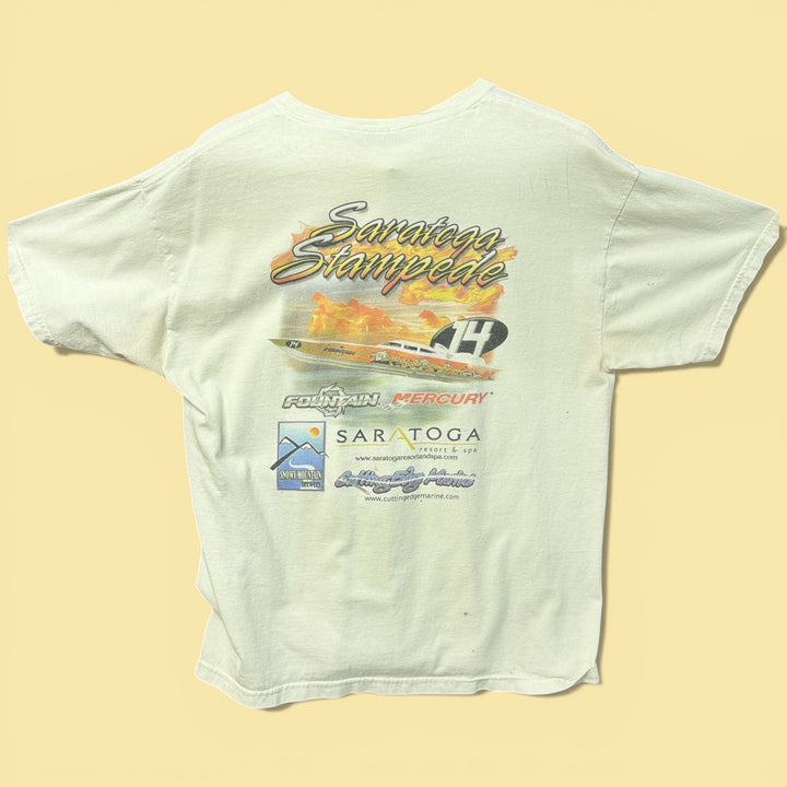 Vintage Y2K Saratoga Stampede Boat Racing T Shirt Size Large