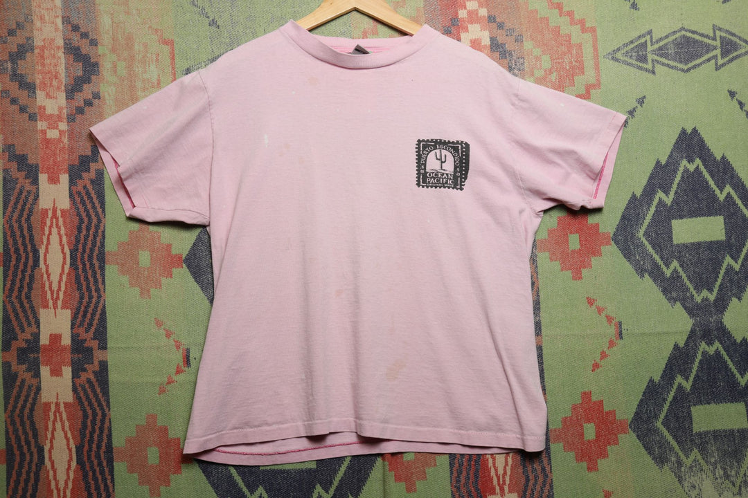 Ocean Pacific Vintage Pink Surf T Shirt Large 80s