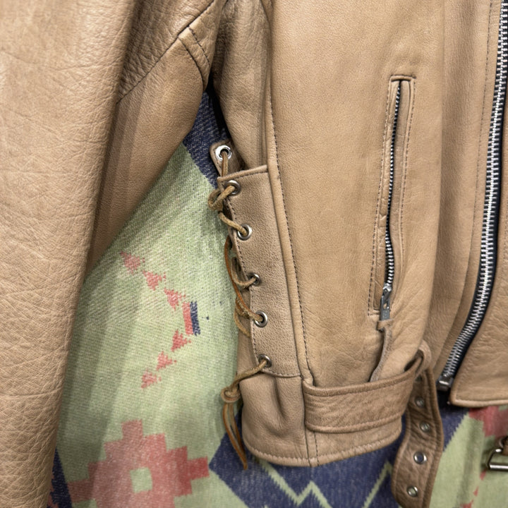 Hot Leathers Vintage Tan Leather Biker Jacket XL 2000s