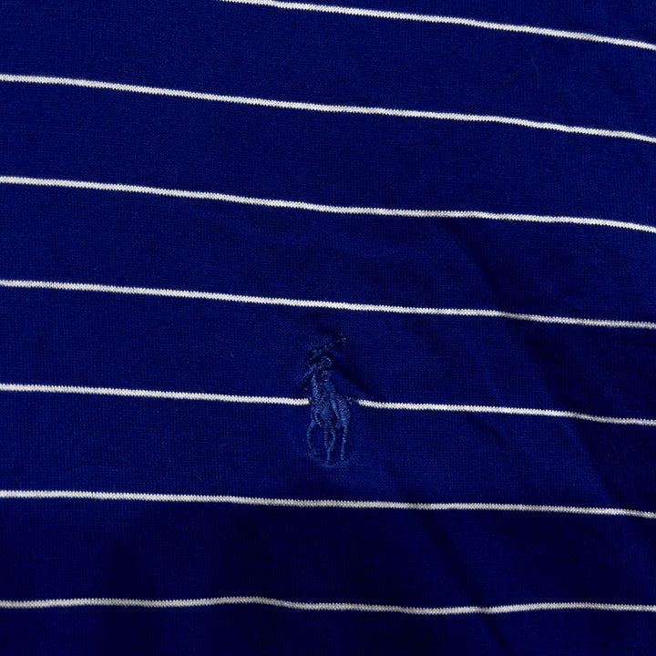 Vintage Polo Golf Blue Striped Shirt Size Medium