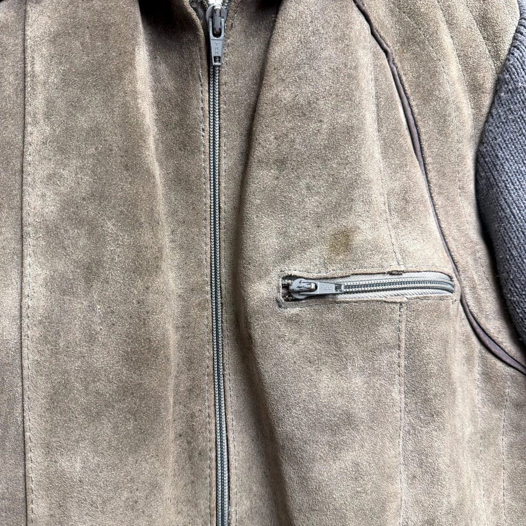 Vintage Suede Panel Gray Jacket Size Medium