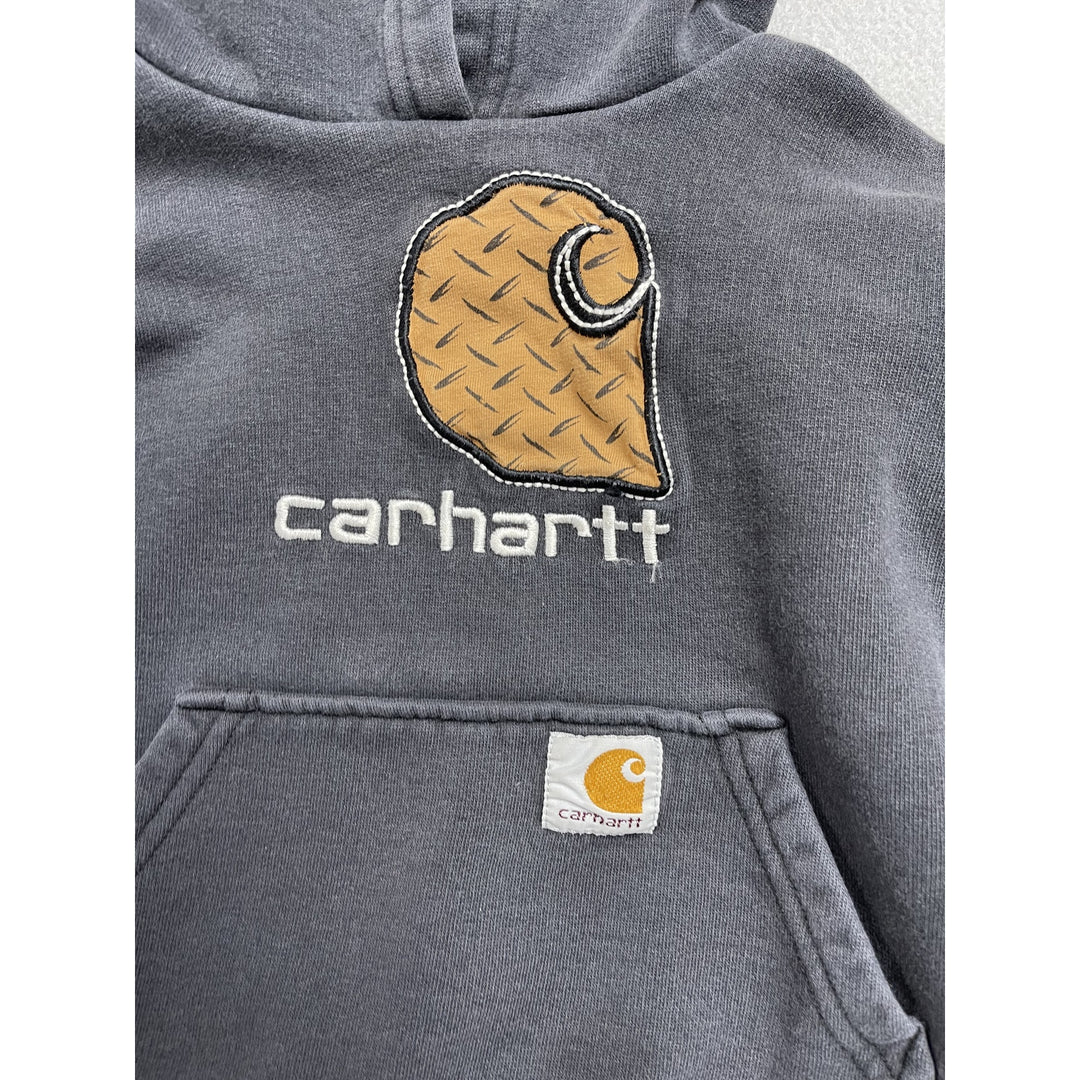 Youth Carharrt Embroidered Diamond Plate Logo Black Hoodie Size 5
