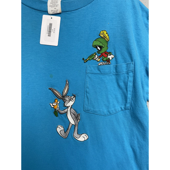Vintage Looney Tunes Martian & Bugs Bunny Pocket Tee Large
