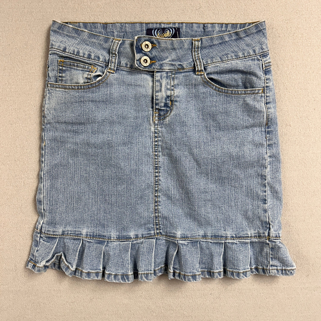 Vintage Angels Jeans Ruffled Denim Skirt Size 28