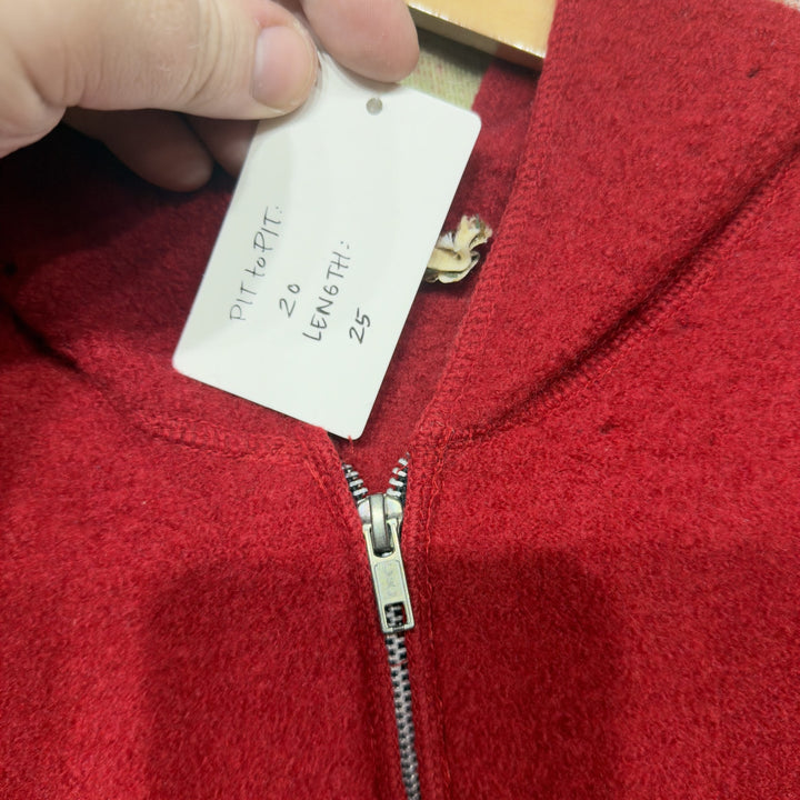 Red Wool Vintage Hooded Jacket Small 70s